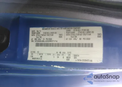 2013 Ford E-350 Super Duty Xlt from USA, damaged, VIN 1FDSS3BLXDDB07174